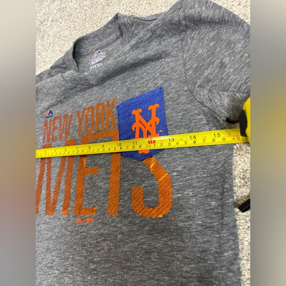 NEW! New York Mets Girl’s T Shirt Medium Pocket Baseball Orange and Blue - Picture 3 of 6